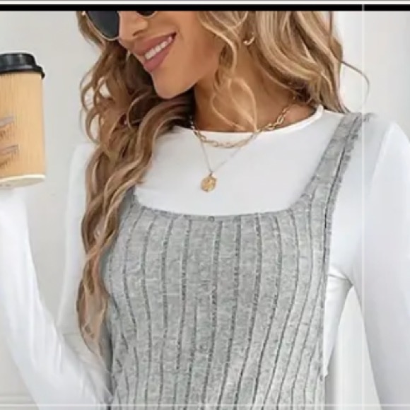 GRAY FLEECE ROMPER JUMPSUIT - Picture 3 of 10